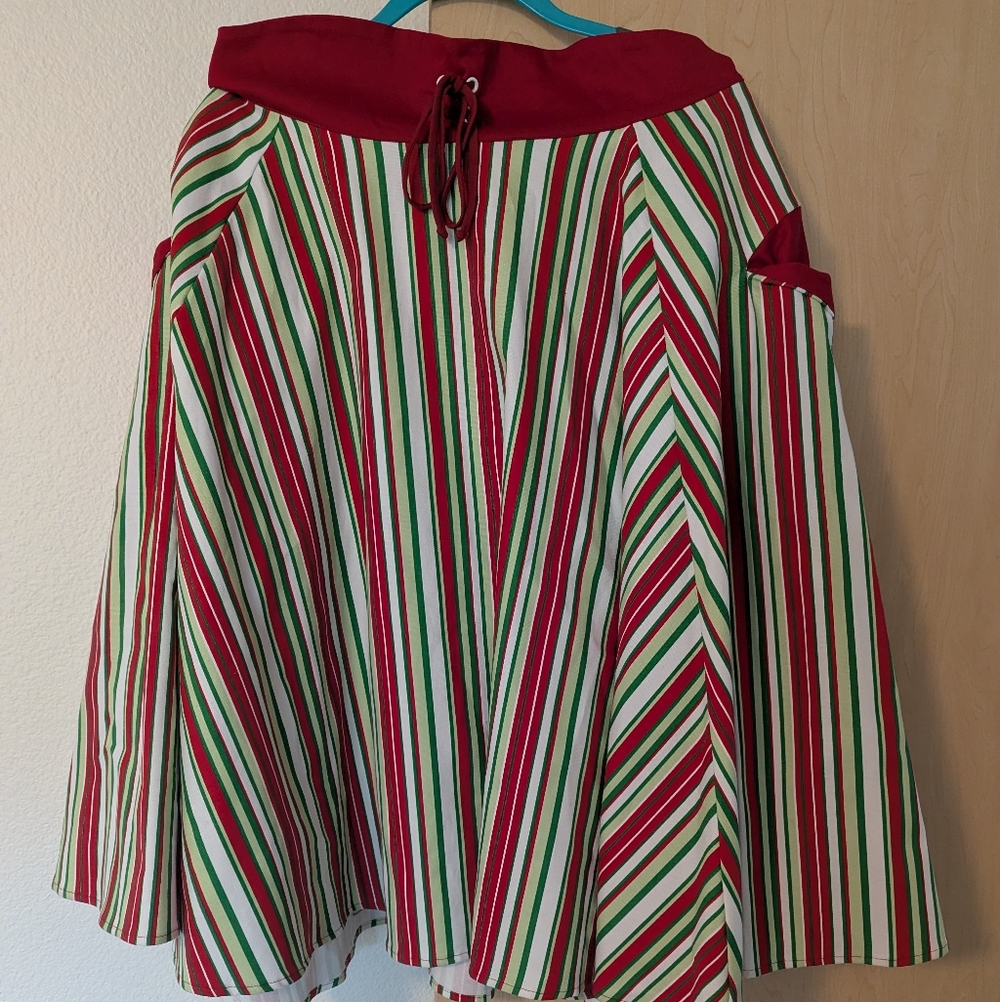 Striped Red and Green Women's Skirt - Picture 2 of 7